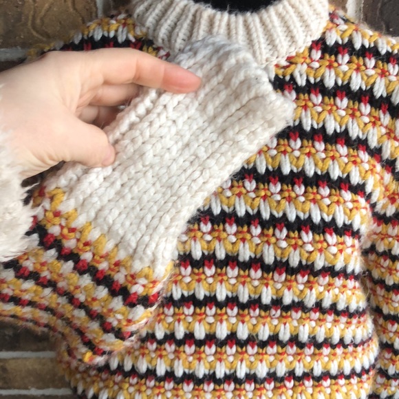 Zara Chunky Knit Puff Sleeve Mock Neck Sweater in Multi Color - Picture 6 of 12